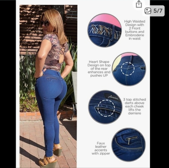 Aranza Butt Lifting Skinny Jeans, Sz 9, Embroidered, Strechy, 30" Inseam - Picture 3 of 10